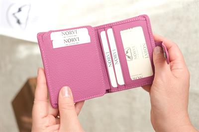 Çıtçıtlı Çok Bölmeli Yatay Hakiki Deri Cüzdan Fuşya 1185