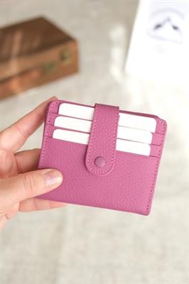 Çıtçıtlı Çok Bölmeli Yatay Hakiki Deri Cüzdan Fuşya 1185