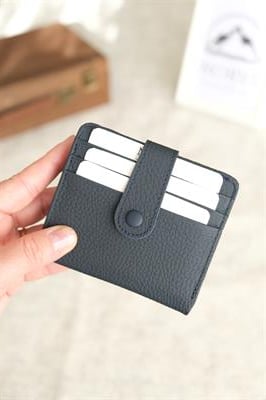 Çıtçıtlı Çok Bölmeli Yatay Hakiki Deri Cüzdan Lacivert 1185