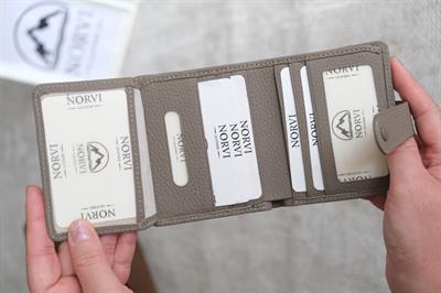 Çıtçıtlı Çok Bölmeli Yatay Hakiki Deri Cüzdan Vizon 1185