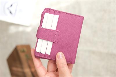 Çıtçıtlı Çok Bölmeli Yatay Hakiki Deri Cüzdan Fuşya 1185