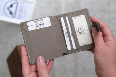 Çıtçıtlı Çok Bölmeli Yatay Hakiki Deri Cüzdan Vizon 1185