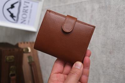 Çıtçıtlı Fermuarlı Bozuk Para Gözlü Hakiki Deri Cüzdan Taba 1294