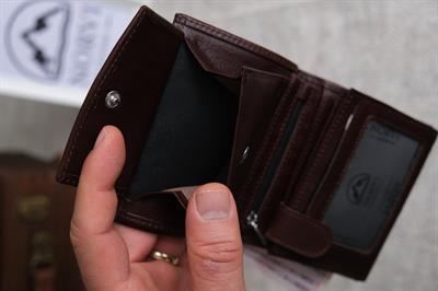 Çıtçıtlı Fermuarlı Bozuk Para Gözlü Hakiki Deri Cüzdan Kahverengi 1291
