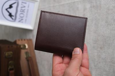 Çıtçıtlı Fermuarlı Bozuk Para Gözlü Hakiki Deri Cüzdan Kahverengi 1291