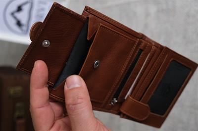 Çıtçıtlı Fermuarlı Bozuk Para Gözlü Hakiki Deri Cüzdan Taba 1294