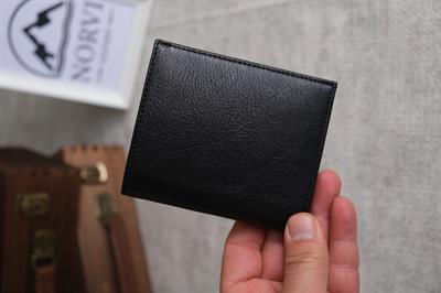 Çıtçıtlı Fermuarlı Bozuk Para Gözlü Hakiki Deri Cüzdan Siyah 1291