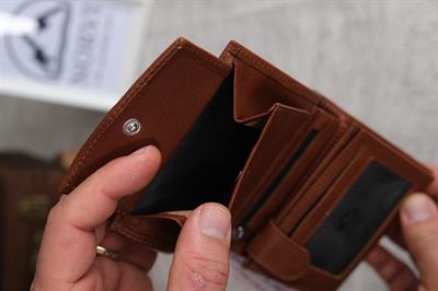 Çıtçıtlı Fermuarlı Bozuk Para Gözlü Hakiki Deri Cüzdan Taba 1291