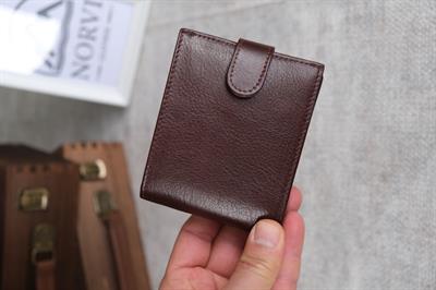 Çıtçıtlı Fermuarlı Bozuk Para Gözlü Yatay Hakiki Deri Cüzdan Kahverengi 1297