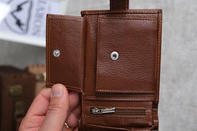 Çıtçıtlı Fermuarlı Bozuk Para Gözlü Yatay Hakiki Deri Cüzdan Taba 1297