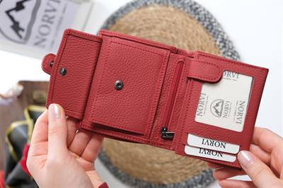 Çıtçıtlı Fermuarlı Hakiki Deri İsme Özel Kadın - Erkek Cüzdan Kırmızı 1332