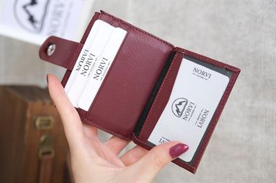 Çıtçıtlı Fermuarlı Kartlık Bordo Rengi 1253