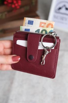 Çıtçıtlı Fermuarlı Kartlık Bordo Rengi 1253