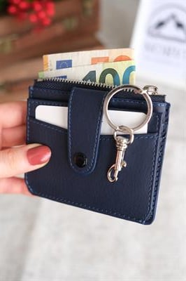 Çıtçıtlı Fermuarlı Kartlık Lacivert 1253