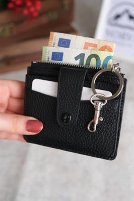 Çıtçıtlı Fermuarlı Kartlık Siyah 1253