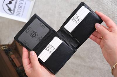 Çok Bölmeli Hakiki Deri Siyah Cüzdan 1035