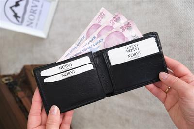 Çok Bölmeli Hakiki Deri Siyah Cüzdan 1035