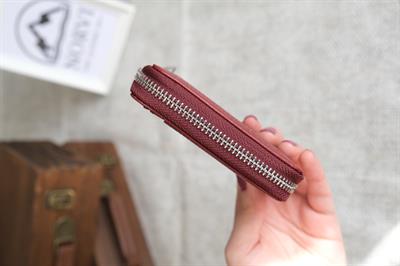 Fermuarlı Akordiyon Bölmeli Küçük Deri Kartlık Bordo 1265
