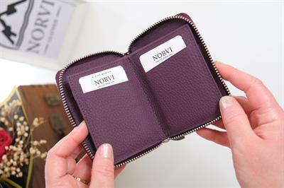 Fermuarlı Unisex Kartlık Cüzdan Mor 1169