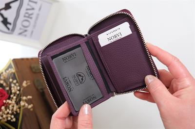 Fermuarlı Unisex Kartlık Cüzdan Mor 1169