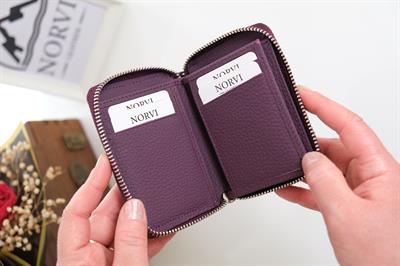 Fermuarlı Unisex Kartlık Cüzdan Mor 1169