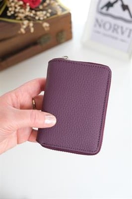 Fermuarlı Unisex Kartlık Cüzdan Mor 1169