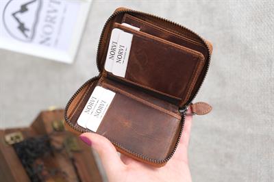 Fermuarlı Unisex Kartlık Cüzdan Taba 1169