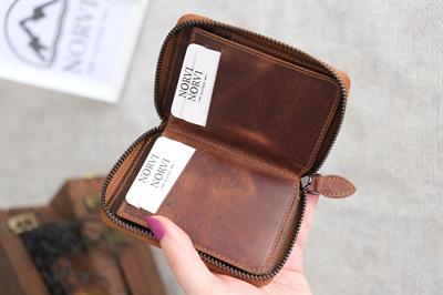 Fermuarlı Unisex Kartlık Cüzdan Taba 1169