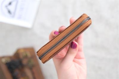Fermuarlı Unisex Kartlık Cüzdan Taba 1169
