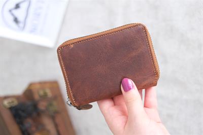 Fermuarlı Unisex Kartlık Cüzdan Taba 1169