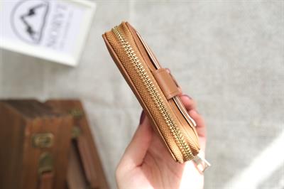Fermuarlı Ve Çıtçıtlı Akordiyon Bölmeli Hakiki Deri Cüzdan Kartlık Taba 1270