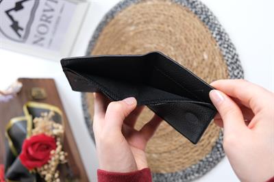 Hakiki Deri Çift Para Bölmeli Mıknatıslı Kartlık Cüzdan Siyah 1337