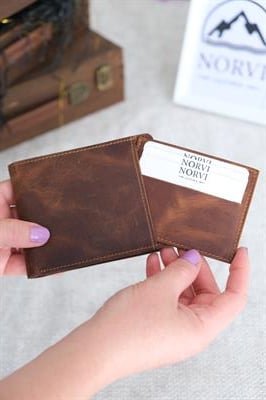 Hakiki Deri Cüzdan Kartlık Fındık Rengi 1115