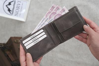 Hakiki Deri Cüzdan Kartlık Gri 1115