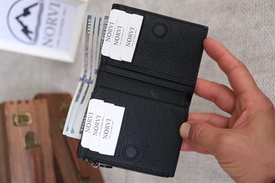 Hakiki Deri Cüzdan Siyah Renk - Kadın Erkek Kullanımlı Unisex 1237