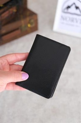 Hakiki Deri Erkek Kartlık Cüzdan Parlak Siyah 1131