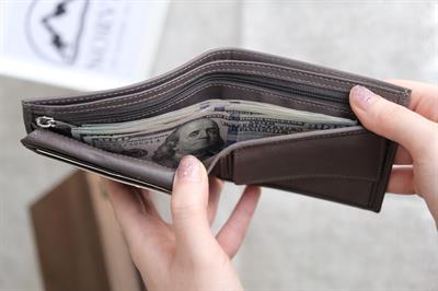 Hakiki Deri Gizli Fermuarlı Erkek Cüzdan Kartlık Gri 1202