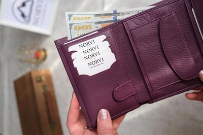 Hakiki Deri Kadın Cüzdan Mor 1222