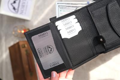 Hakiki Deri Kadın Cüzdan Siyah 1222