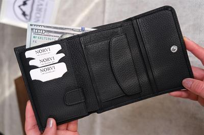 Hakiki Deri Kadın Cüzdan Siyah 1222