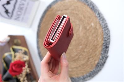 Hakiki Deri Minimal Mekanizmalı Kartlık Kırmızı 1341