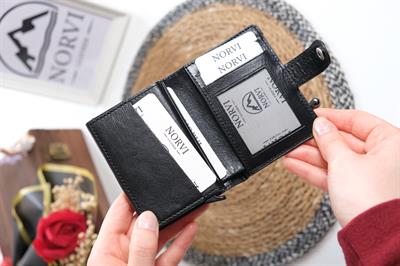 Hakiki Deri Minimal Mekanizmalı Kartlık Parlak Siyah 1341