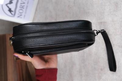 Hakiki Deri Premium Kilitli Erkek El Çantası Siyah 1328