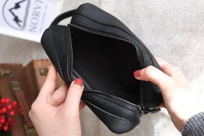 Hakiki Deri Premium Tutma Bantlı El Çantası Siyah 1280