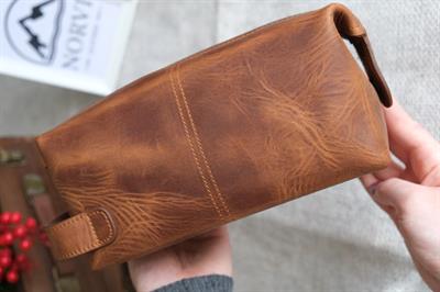 Hakiki Deri Premium Tutma Bantlı El Çantası Taba 1280