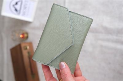 Hakiki Deri Zarf Cüzdan Mint Yeşili 1216