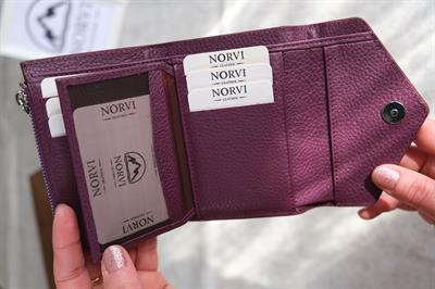 Hakiki Deri Zarf Cüzdan Mor 1216