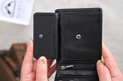 HİLAL İÇİNDE BOZKURT Özel Baskılı Deri Cüzdan - Bozuk Para Gözlü Hakiki Deri Cüzdan Parlak Siyah 1242