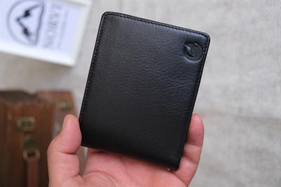 HİLAL İÇİNDE BOZKURT Özel Baskılı Deri Cüzdan - Bozuk Para Gözlü Hakiki Deri Cüzdan Parlak Siyah 1242