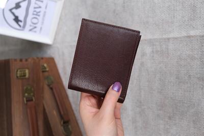İçi Çıtçıtlı Fermuarlı Bozuk Para Gözlü Yatay Hakiki Deri Cüzdan Koyu Kahverengi 1307